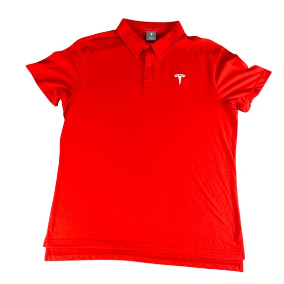 Tesla Motors Mens Polo Shirt Large Red Short Sleeve Embroidered Logo TSL2976RD